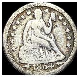 1854-O Silver Seated Liberty Dime NICELY CIRCULAT