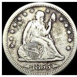 1855-S Silver Seated Liberty Quarter NICELY  CIRC