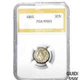 1865 Nickel Three Cent PGA MS65