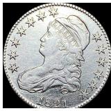 1821 Silver Capped Bust Half Dollar ABOUT UNCIRCU