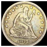 1877-CC Seated Liberty Quarter Dollar LIGHTLY CIR