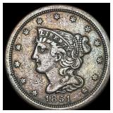 1851 Braided Hair Half Cent CLOSELY UNCIRCULATED