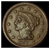 1857 Braided Hair Large Cent CLOSELY UNCIRCULATED