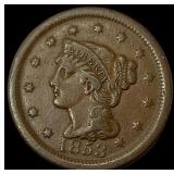 1853 Braided Hair Large Cent LIGHTLY CIRCULATED