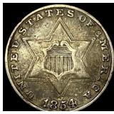 1854 Silver Three-Cent Piece NEARLY UNCIRCULATED