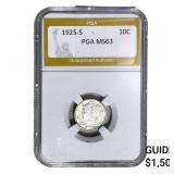 1925-S Mercury Silver Dime PGA MS63