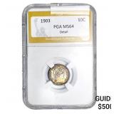 1903 Barber Dime PGA MS64 Detail