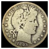 1893-O Silver Barber Half Dollar LIGHTLY CIRCULATE