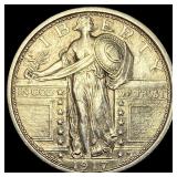 1917 Type 1 Standing Liberty Quarter CHOICE AU