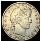 1898-S Silver Barber Half Dollar CLOSELY UNCIRCULA