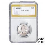 1938-S Washington Silver Quarter PGA MS65