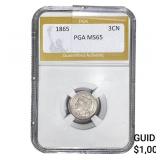 1865 Nickel Three Cent PGA MS65