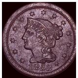 1853 Braided Hair Large Cent CLOSELY CLOSELY UNCI