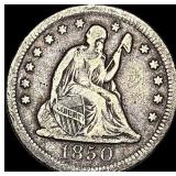 1850-O Silver Seated Liberty Quarter LIGHTLY CIRC