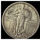 1917 Type 1 Standing Liberty Quarter NEARLY UNCIR