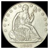1862-S Seated Liberty Half Dollar CLOSELY UNCIRCUL