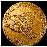 1858 Copper-Nickel Flying Eagle Cent NEARLY UNCIRC