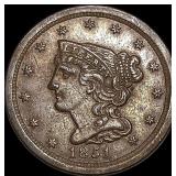 1851 Braided Hair Half Cent CLOSELY UNCIRCULATED