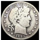 1893 Silver Half Dollar (Barber) LIGHTLY CIRCULAT