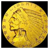 1909 Indian Head $5 Gold Half Eagle LIGHTLY CIRCUL