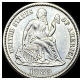 1889-S Silver Seated Liberty Dime CLOSELY UNCIRCU