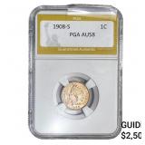 1908-S Indian Head Cent PGA AU58