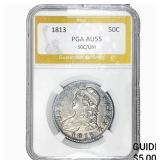 1813 Capped Bust Half Dollar PGA AU55 50C/UNI