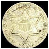 1854 Silver Three-Cent Piece LIGHTLY CIRCULATED