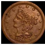 1856 Braided Hair Half Cent CLOSELY UNCIRCULATED