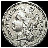 1872 Nickel Three-Cent Piece NEARLY UNCIRCULATED