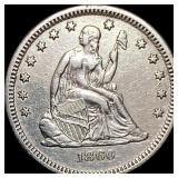 1860-O Silver Seated Liberty Quarter CLOSELY UNCI