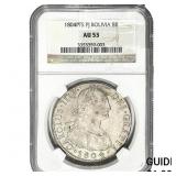 1804PTS Bolivia Silver 8 Reales NGC AU53