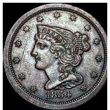 1854 Braided Hair Half Cent CHOICE AU