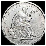 1858 Seated Liberty Half Dollar CLOSELY UNCIRCULA