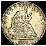 1871 Seated Liberty Half Dollar CLOSELY UNCIRCULA