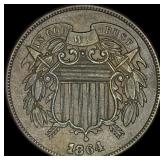 1864 Bronze Two-Cent Piece CHOICE AU