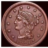 1853 Braided Hair Large Cent CLOSELY  UNCIRCULATE