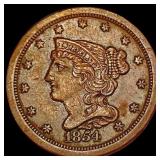 1854 Braided Hair Half Cent CLOSELY UNCIRCULATED
