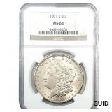 1921-S Morgan Silver Dollar NGC MS63