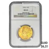 1932 $10 Gold Eagle NGC MS63