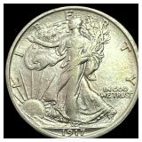 1917 Walking Liberty Half Dollar ABOUT UNCIRCULATE