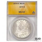 1879 Morgan Silver Dollar ANACS MS63
