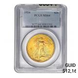1924 $20 Gold Double Eagle PCGS MS64