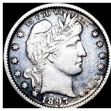 1897 Barber Silver Quarter NEARLY UNCIRCULATED
