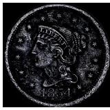 1854 Braided Hair Large Cent NEARLY UNCIRCULATED