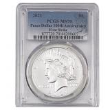 2021 Silver Peace Dollar PCGS MS70 100th Anniv.