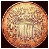1864 Copper 2 Cents CHOICE AU