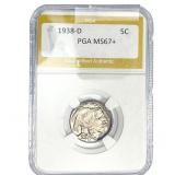 1938-D Buffalo Nickel PGA MS67+MS67+