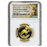 2017P Australia 1OZ Gold $100 Kangaroo HR NGC PF70