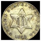 1852 Silver Three-Cent Piece  CLOSELY UNCIRCULATE
